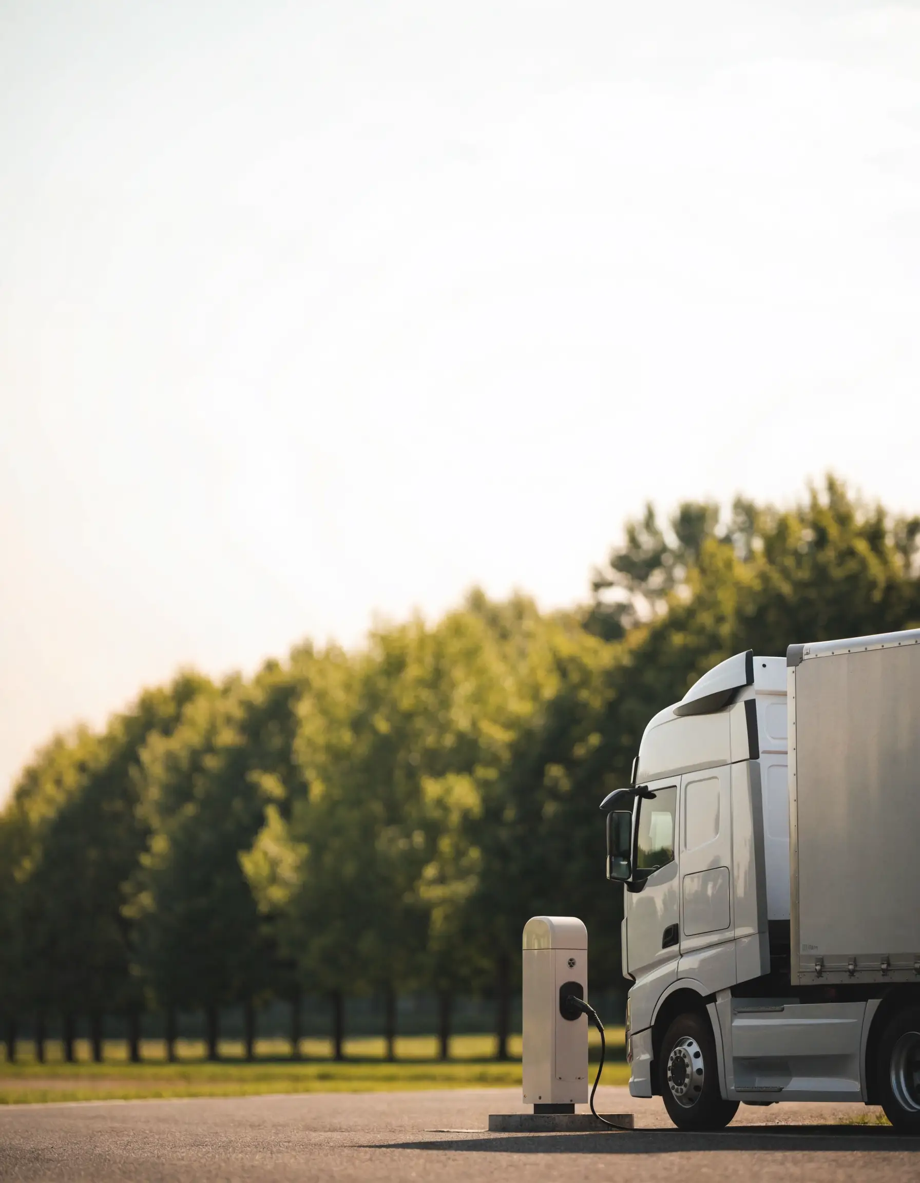 Elektrische vrachtwagen aan een laadpaal